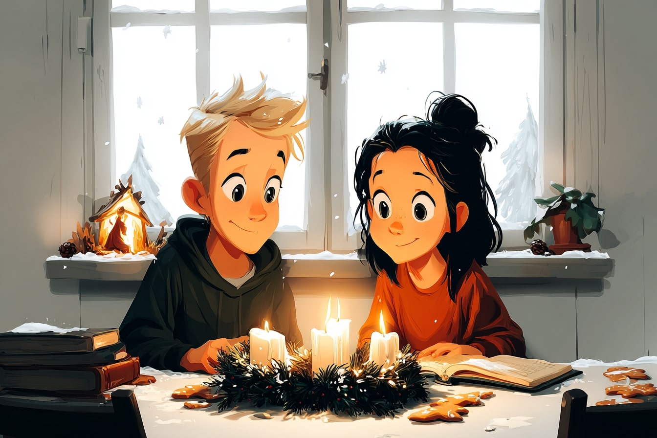 Children eagerly waiting during Advent for the coming of the Savior.