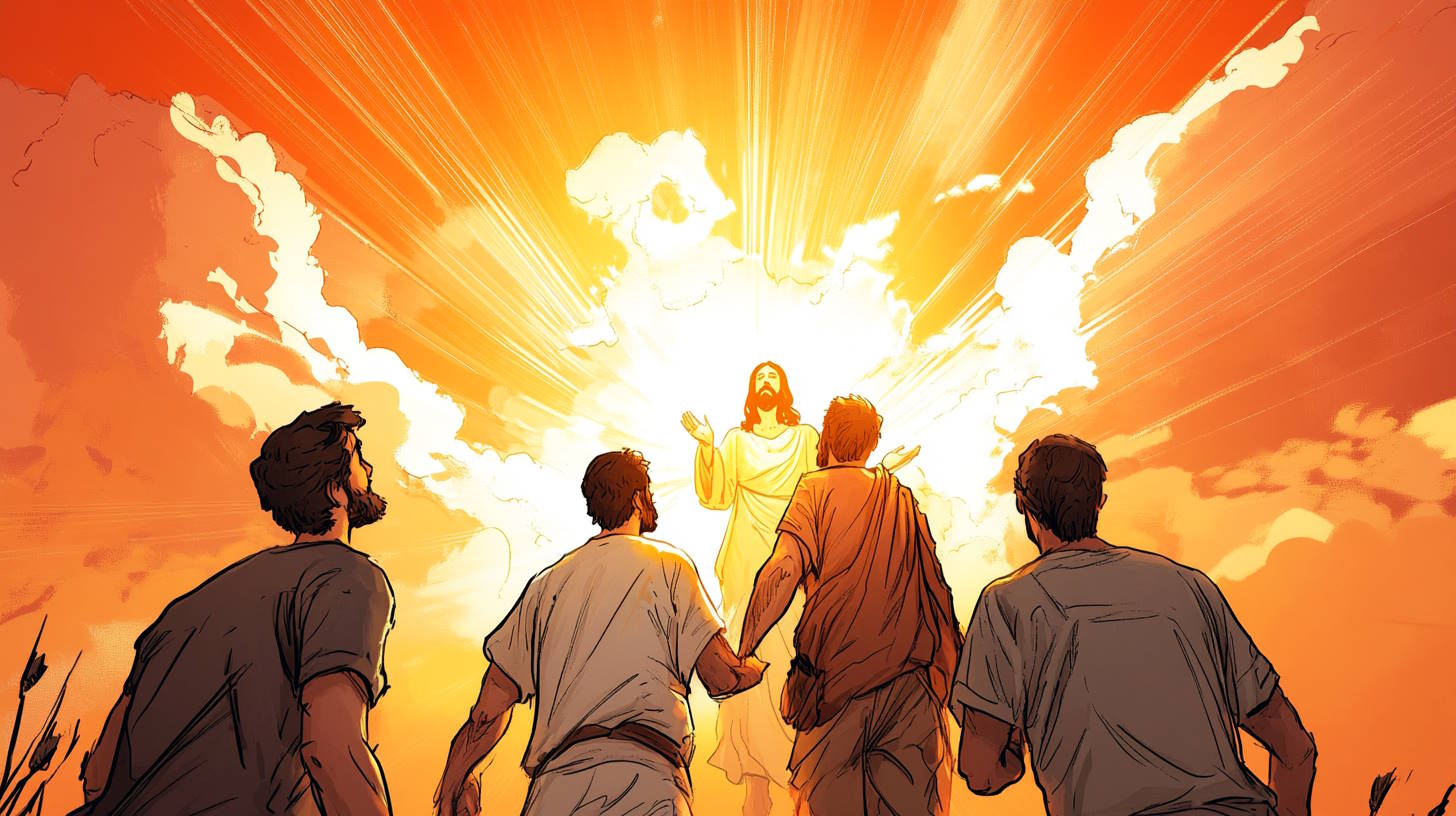 Jesus shines in radiant glory during Transfiguration Sunday event.